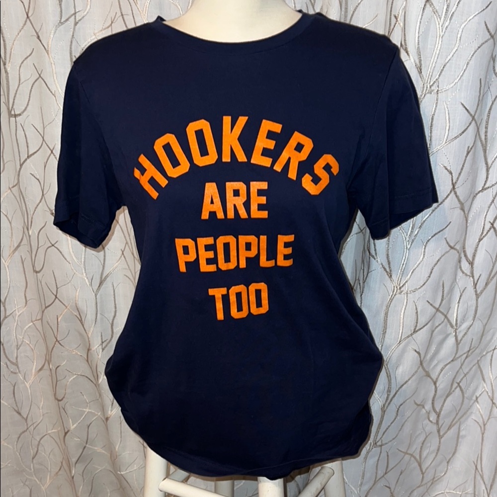 Navy T-Shirt with Orange Text